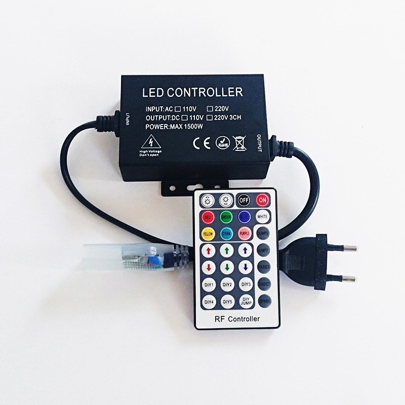 AC110/220V 1500W, 24Keys 16 Color IR LED Controller, For Bridge Lighting Project, Connect 110V 164Ft High Voltage SMD5050 RGB LED Strip,Neon